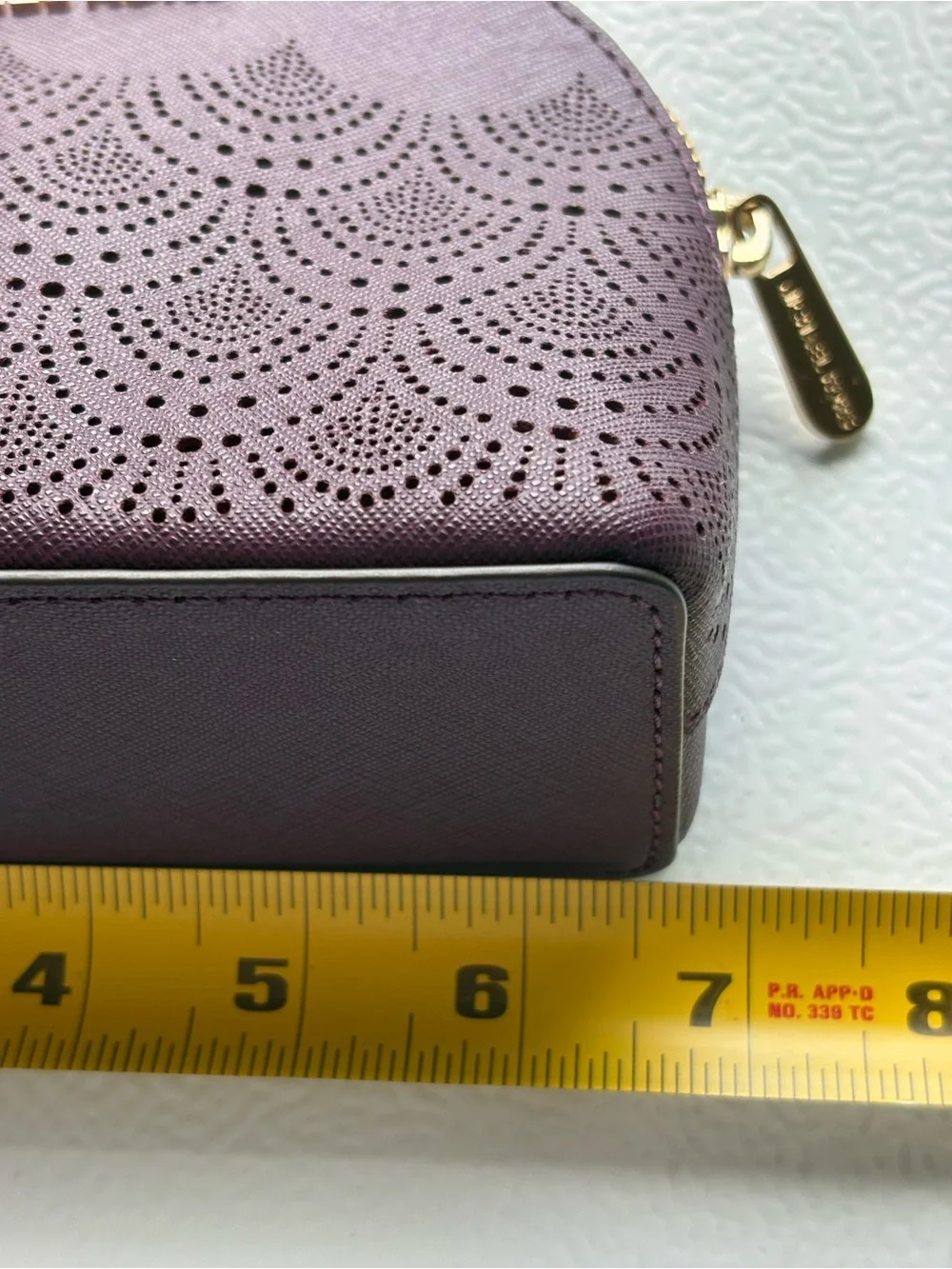 Michael Kors Plum Perforated Leather Cosmetic Pouch
